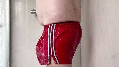 Wanking and Destroying My vintage adidas shorts in the shower