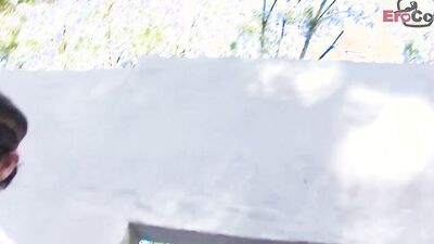 Outdoor Gay anal sex in forest with skinny ass bareback slut