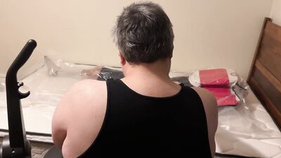 April 16 2023 - VacPacked in my karate vest with my karate head guard & PVC face shield