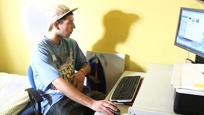 Cute horny Greg Salim is into hot jerking off until a big thick cock cum violently
