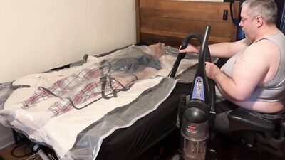 Feb 19 2023 - A very relaxing session in the vacbag with my spinal brace, C-Collar & PVC Aprons