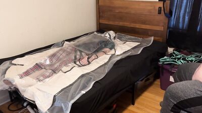 Feb 19 2023 - A very relaxing session in the vacbag with my spinal brace, C-Collar & PVC Aprons