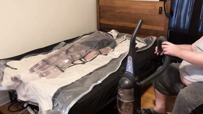 Feb 19 2023 - A very relaxing session in the vacbag with my spinal brace, C-Collar & PVC Aprons