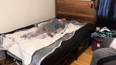 Feb 19 2023 - A very relaxing session in the vacbag with my spinal brace, C-Collar & PVC Aprons
