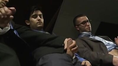 Pornstar Tommy DeLuca and Brock Rustin team up for a steamy group sex session with a group of working men craving for a big load