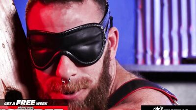 Harnessed & Hammered - Beefy Hunk’s Flogged Hole Takes Jock’s Raw Power