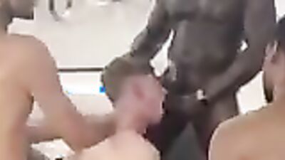 Rhyheim Shabazz takes on a group of black guys in a wild bareback gangbang