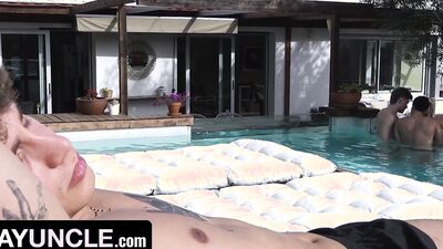Euro Twink Sunbathing - Poolside Jerk-Off Session