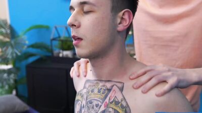 Blond Hair Jaison Moon Applies Oil To Red Fox Fat Dick And Rub Slowly