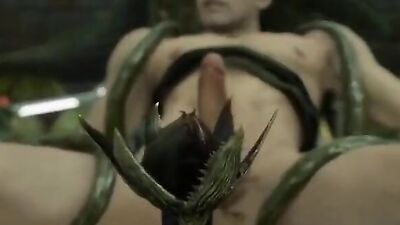 Watch this wild chick breeding with a big cock and a hard handjob in the Bio Lab