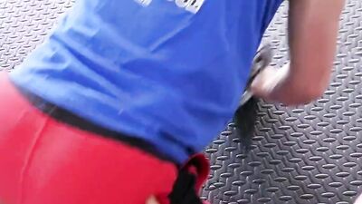 Hot stud bangs girlfriend in locker room after gym workout