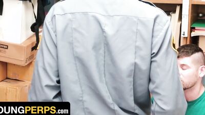 Young Perps - Handsome White Stud Gets Detained And Disciplined By Two Black Officers For Stealing