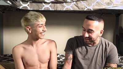Hung Tatted Latino Fucks Twink Bareback Breeding horned up Hung Papi Let Them Watch Juven