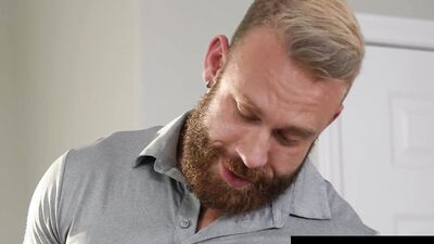Muscly Delivery Guy Bangs Cheating Chefs Face While Giving Him a Hand