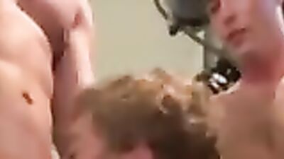 Watch as a bisexual dude gets a wild gangbang from two horny studs