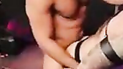 Interracial gangbang with bear, gangbanged by muscle guys in pig Week Orgy