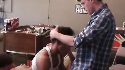 Muscular college guys get wild in wild anal gangbang