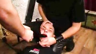 Watch this skinny boy get dominated and pleasured by a group of boys in BDSM action