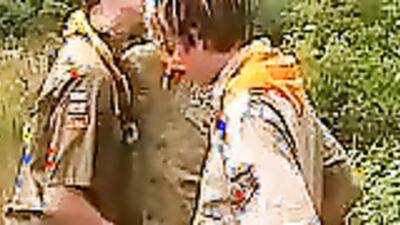 Outdoor group sex with naughty boys for scouts with a twist