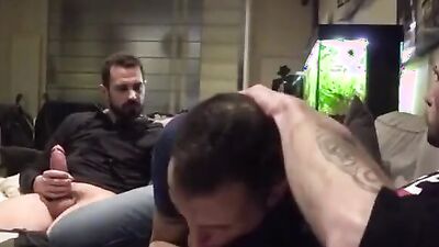 Watch as two guys give a steamy handjob to each other while guzzling down a hot load