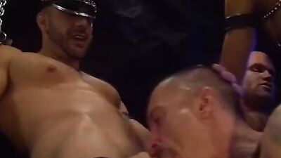 Muscular bear group fucks in wild interracial bear group sex
