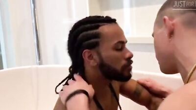 Orgy Brazil: Latin muscle hunk fucks in locker room & takes on a group of guys bareback