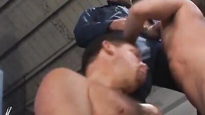 Wild group sex with three mature bear couples taking turns on a big cock