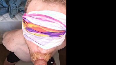 Watch Trent Clayton give a sloppy BBC blowjob while blindfolded by his Athletic Guy