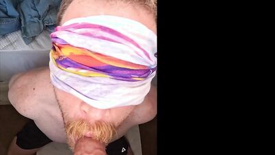 Watch Trent Clayton give a sloppy BBC blowjob while blindfolded by his Athletic Guy