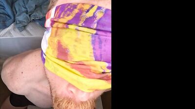 Watch Trent Clayton give a sloppy BBC blowjob while blindfolded by his Athletic Guy