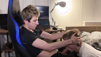 Max_Gen & Ethan Lestray take turns fucking their cute stepbrother's tight a**