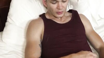 Paul Wagner offers Jackson Traynor an exclusive deal: bareback anal pounding & cum-covered blowjob