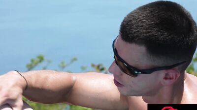 Joey Dane takes on a massive cock while on Rooftop Pool in HD
