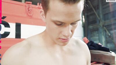 Watch as twinky pal's hose gets a fireman's lift as he pounds her bareback!