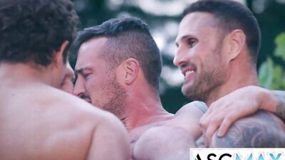 Watch these hot studs take on Paul, Jayden, and Trevor in a wild bareback orgy!