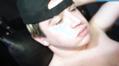 Amateur stud spreads legs as he gets a rough fuck on the swing