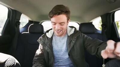 Watch this hot driver teach Joey to please and reward her with a steamy bareback facial in the backseat