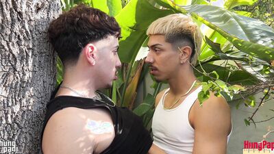 Santo Jorge & Eddy Blanco take turns fucking the butt of a hung Papi in a raw bareback breeding session!