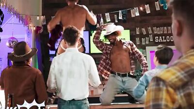 Watch Jake Preston pound Tony Genius' ass and then take a hot load on the bar