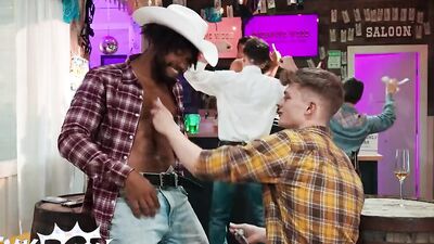Watch Jake Preston pound Tony Genius' ass and then take a hot load on the bar
