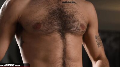 Hairy Hunk Model Noah Asli gets raw fucked by tattooed boss & deepthroats big cock from Andrew Delta