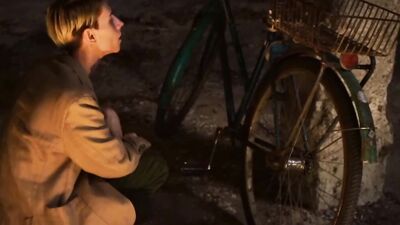 Hot tattooed couple goes wild on a bike ride and hangar