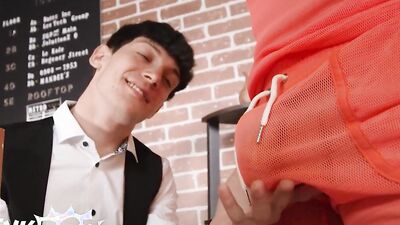 Watch Malik Delgaty snatch up Lev Ivankov's legs and pound him hard on the edge of the desk