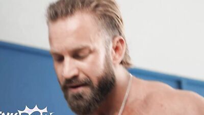 Watch as Bruce Jones pounds Joey Mills's tight ass while his legs are up!