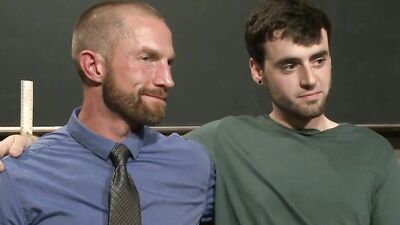 Jackson and Herst dominate and fuck their student with bareback BDSM action