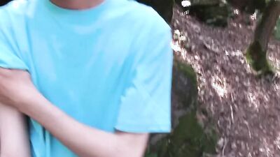 Young Athlete AthleXXX escapes village for wild Woods Play & hot cumshots!