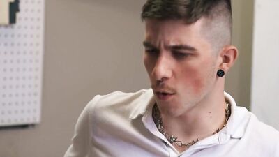 Harrison Todd gets caught stroking his big uncut cock in the car & Colton Reece takes control