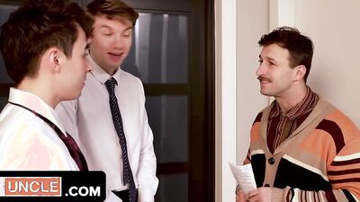 Alan Apollo, Caden Dior, and Nicholas Ryder give a wild and lustful afternoon of deepthroating, group sex, and blowjobs