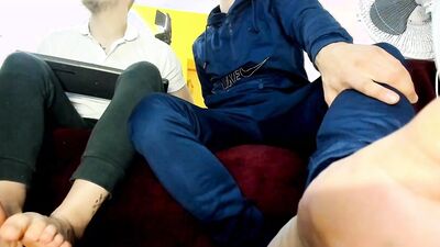 Amateur lads flash their feet and cocks in front of the camera