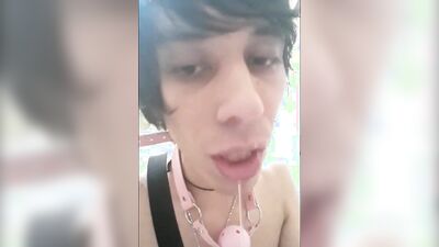 Cute amateur femboy is playing with his favorite pinky dildo